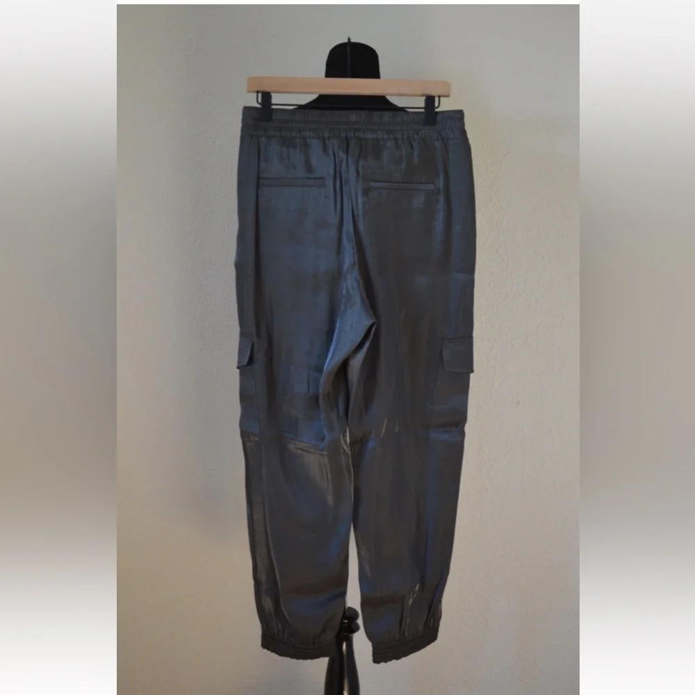 Anthropologie Dark green/Gray Shimmer Shine Joggers Cargo Pants Medium XSP - Picture 2 of 7